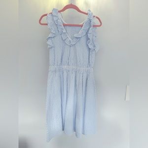 Girls Seersucker White and Blue Dress size M